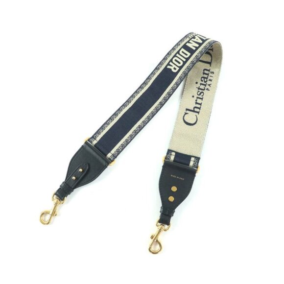 Christian Dior S8557 Cbte Canvas Leather Embroidery Shoulder Strap Navy